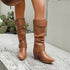 DAMEN WADENHOHE SLIP-ON WESTERN-STIEFEL MIT BLOCKABSATZ UND RUNDEM ZEH